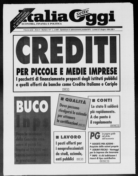 Italia oggi : quotidiano di economia finanza e politica